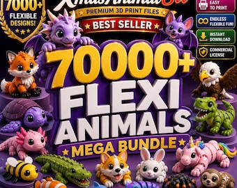 7000+ Flexi Animals STL Bundle | Print in Place | STL & 3MF | Commercial License