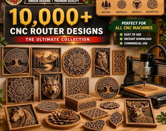 10,000+ CNC Router Files | Wood Carving Relief Bundle Commercial License (Instant Download)