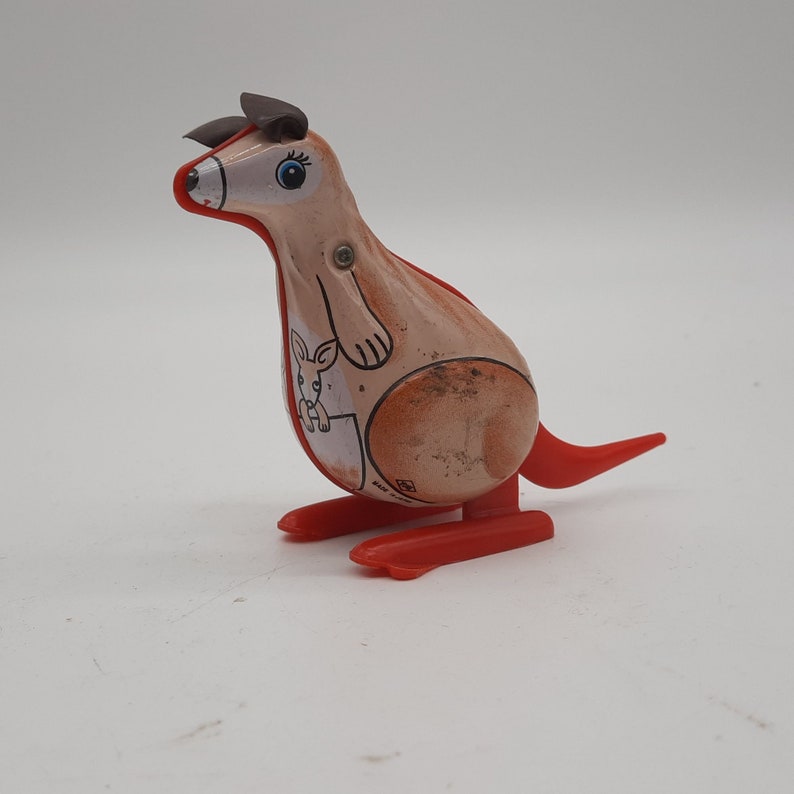 Wind-Up Tin Lithograph Toy Kangaroo Yone Co. Japan Working Vintage 1960s image 1