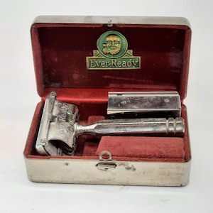 Rasoio da viaggio compatto Vintage Ever Ready, cromato con custodia