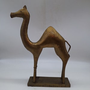 Vintage brass camel home decor etched hollow on base boho middle eastern decor