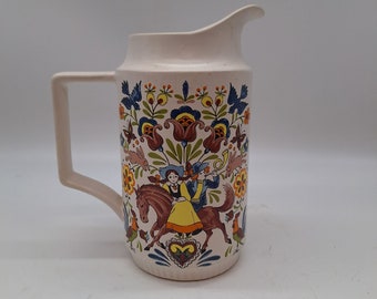 Charmante Vintage Keramik Pennsylvania Dutch Stil Volkskunst Krug Landdekor
