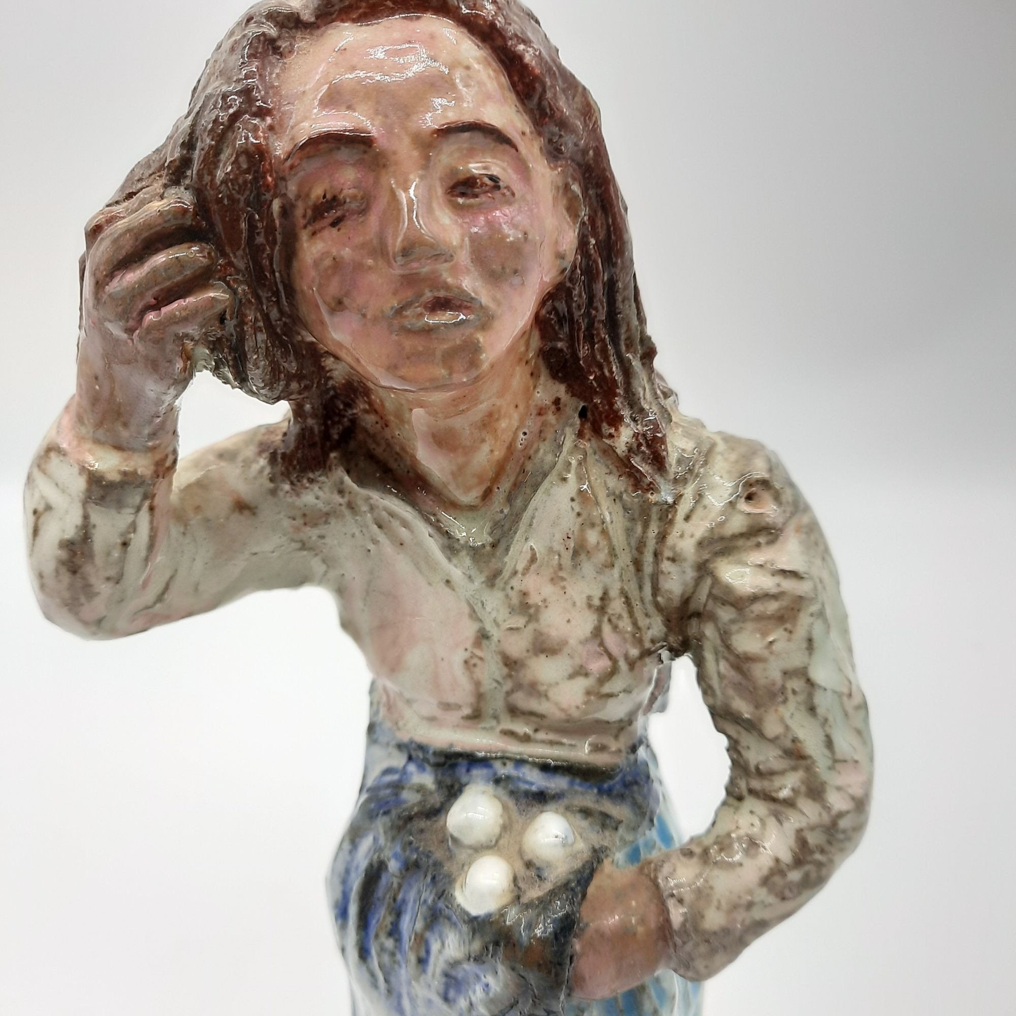 ビンテージ Outsider Art wood Sculpture 左側 美術品