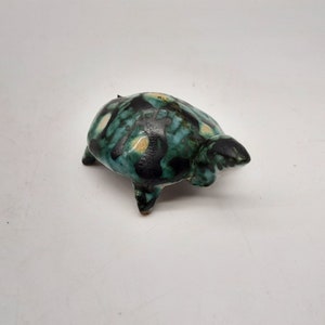 Vintage MCM art pottery turtle redware artist signed miniature
