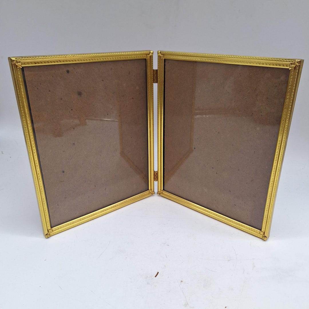 Vintage Folding Double Picture Frame Etched Gold Tone 8x10 - Etsy