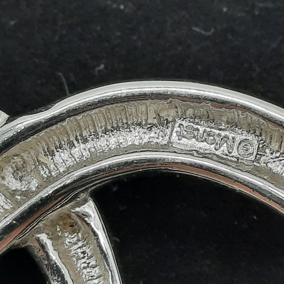 Vintage Monet silver tone swirl loop heart brooch… - image 3