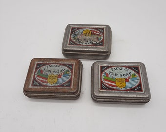 Vintage Packer's Tar Soap tins, lot of 3, advertising packaging