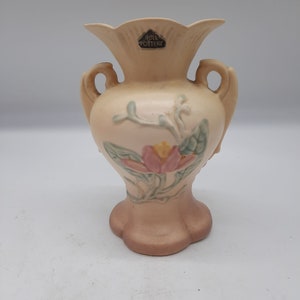 Vintage Hull Pottery urn vase small floral magnolia yellow pink green