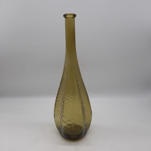 Vintage Empoli Italian genie bottle triple pinched quilted diamond optic green