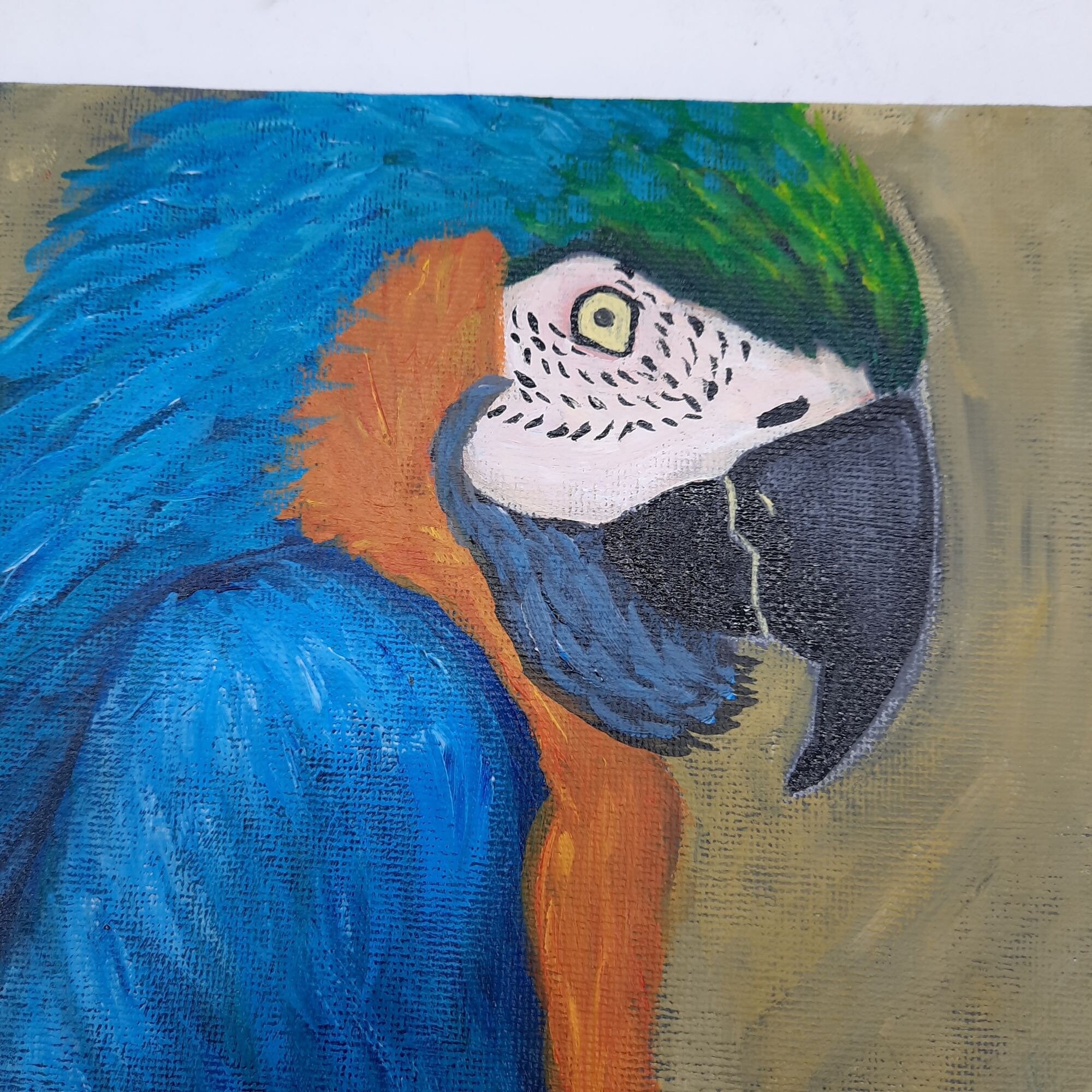 オリジナルアクリル絵画コンゴウインコオウム野生動物フレームなし壁