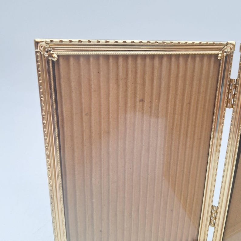 Vintage Folding Double Picture Frame Etched Gold Tone 5x7 - Etsy