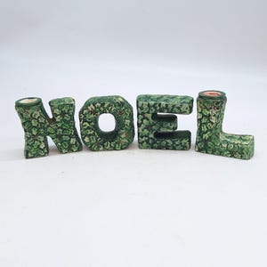 Lefton NOEL candle holders set 4 vintage Christmas decor Ivy pattern ceramic