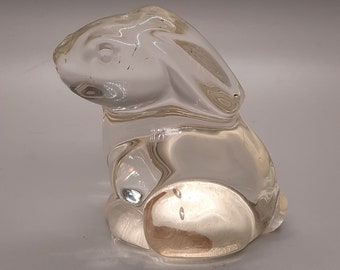 Clear glass bunny rabbit sitting figurine