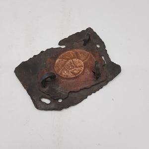 Brutalist artist made metal sculpture seashell study vintage 1970s repurposed