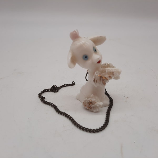 Vintage Porcelain Spaghetti Sheep Lamb Chain Easter Springtime Anthropomorphic