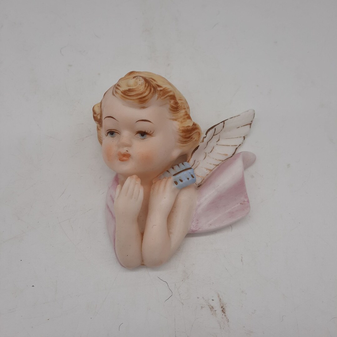Vintage Napco Angel Cherub Wall Plaque Figurine Ceramic Etsy