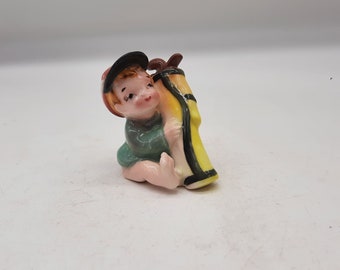 Mid century miniature golf sports baby figurine kitsch porcelain Japan