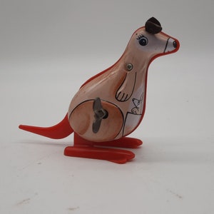 Wind-Up Tin Lithograph Toy Kangaroo Yone Co. Japan Working Vintage 1960s image 2