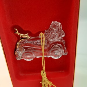 Vintage Gorham Lead Crystal Santa Car Reindeer Figurine Ornament Germany in Box