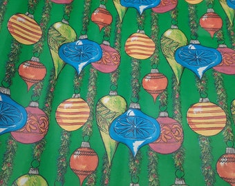 Vintage 1970s Christmas ornaments retro wrapping paper gift wrap partial roll