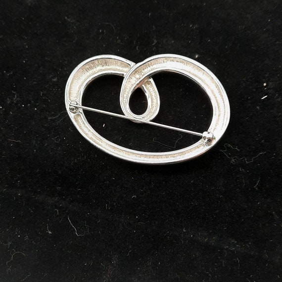 Vintage Monet silver tone swirl loop heart brooch… - image 2