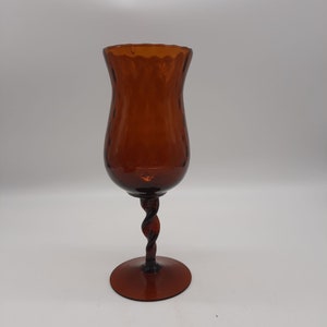 Empoli Italian blown art glass twisted stem chalice vase Mid Century Modern