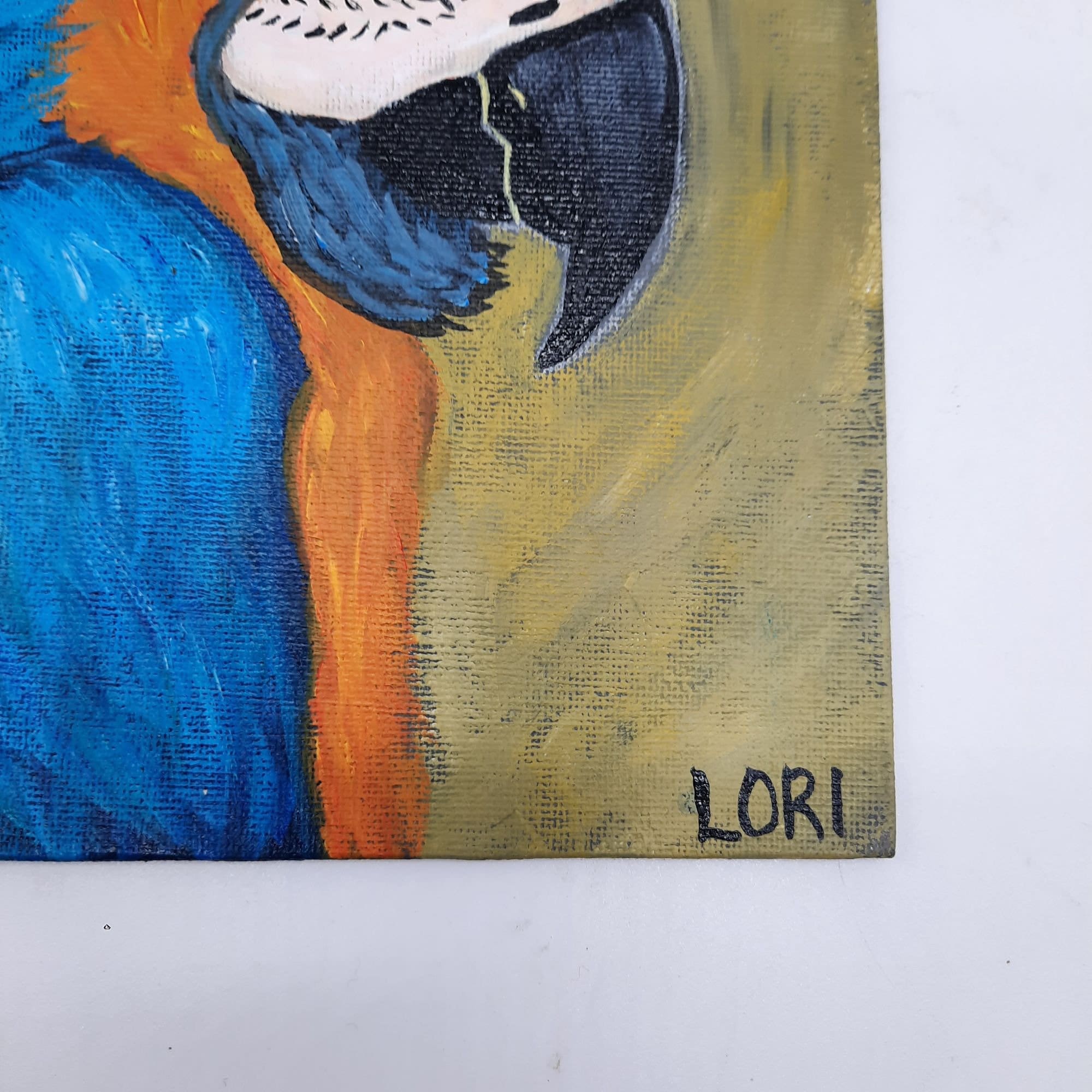 オリジナルアクリル絵画コンゴウインコオウム野生動物フレームなし壁