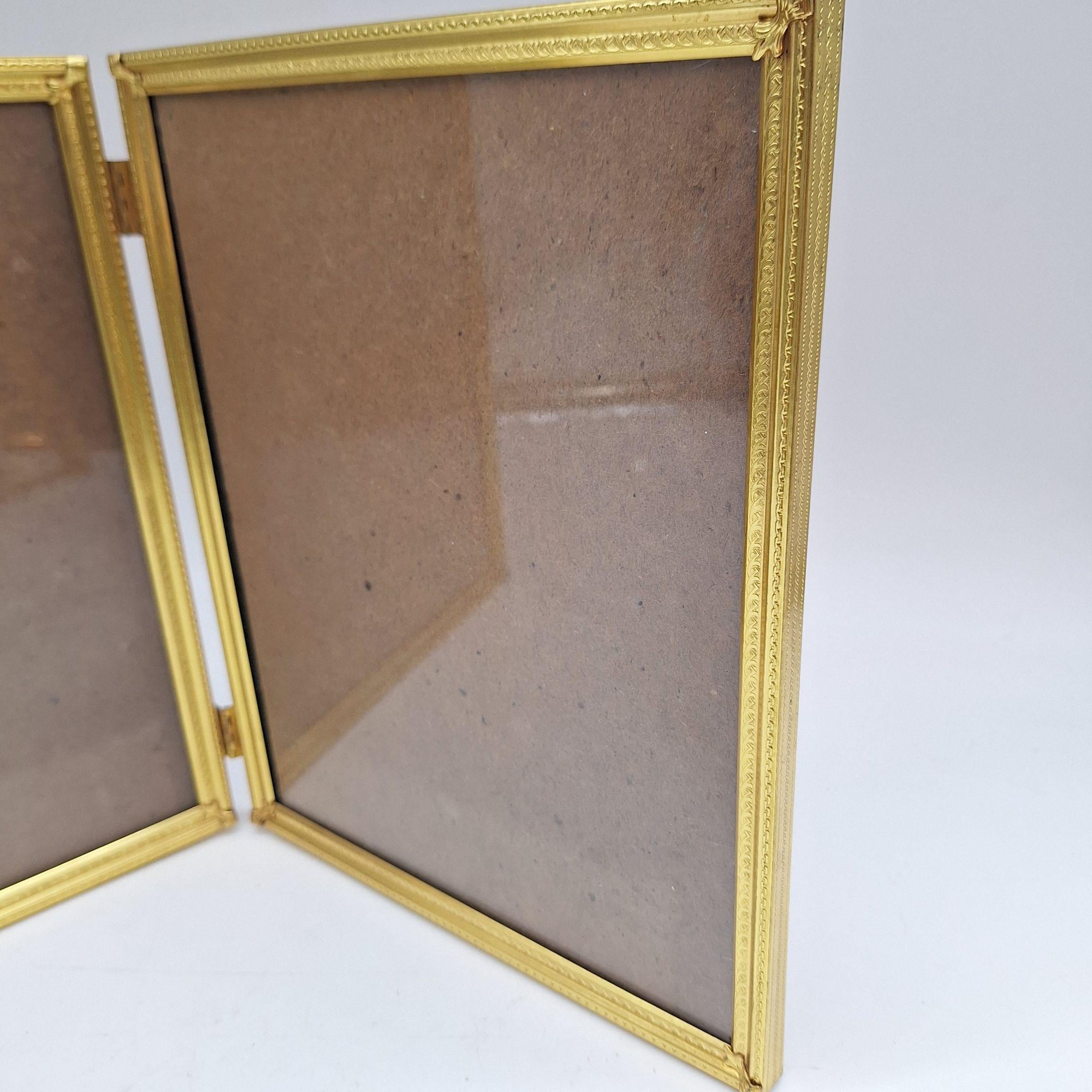 Vintage Folding Double Picture Frame Etched Gold Tone 8x10 - Etsy