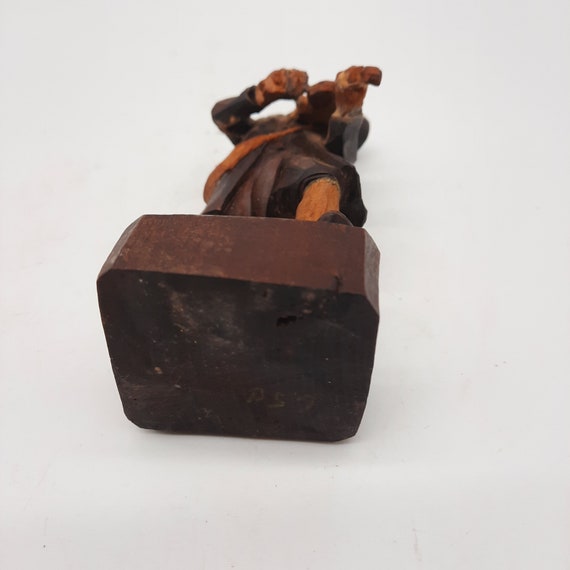 Vintage Black Forest Wood Carving Musician Man Violin Figurine