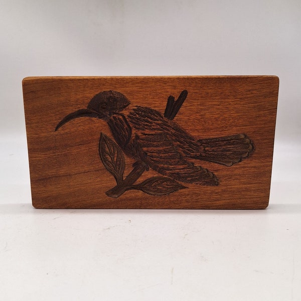 Vintage carved wood bird cookie mold oak folk art country cottage home decor