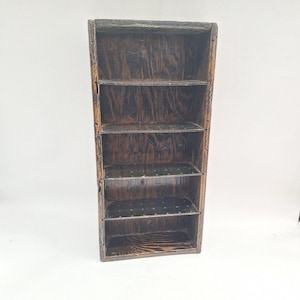 Curio shelf rustic wood hand made five shelves country cottage decor vintage 19&quot; x 9&quot; x 3&quot;