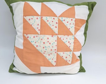 ヴィンテージキルトクッション：メイデーバスケットコットン