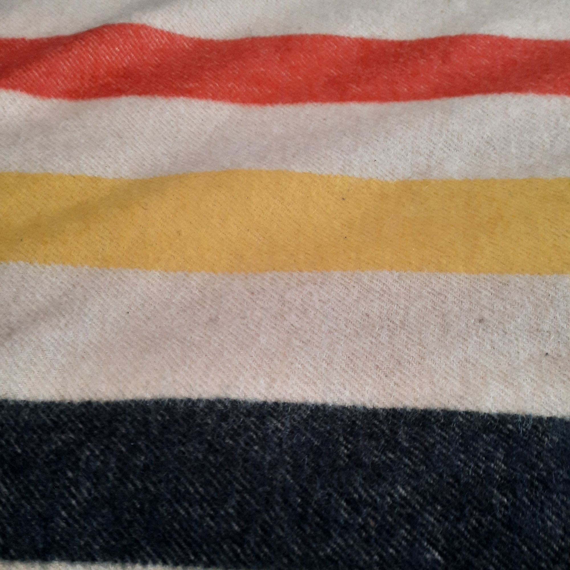 Vintage 1970s Wool Blanket: Golden Dawn JC Penny Stripe