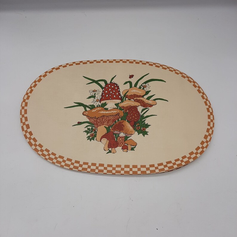 Vintage Oval Mushrooms Placemats Vinyl Padded Retro Boho Etsy