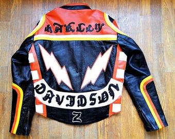 Chaqueta de cuero estilo café racer vintage de Harley Davidson y Marlboro Man