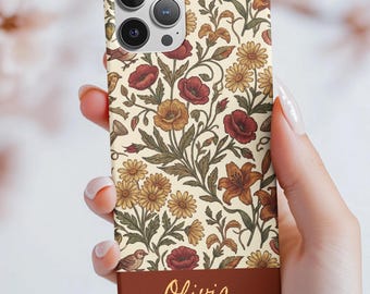 Personalized Floral Phone Case with Name • Custom iPhone Samsung & Google Pixel Case • Protective Cover • Gift for Her