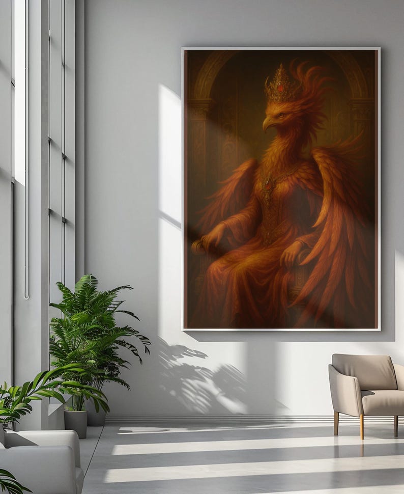 Regal Phoenix Matte Canvas Wall Art: Mythical Bird Print - Etsy UK