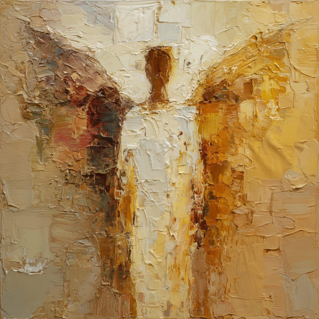 Abstract Angel Art Print, Neutral Tones, Spiritual Wall Decor (digital ...