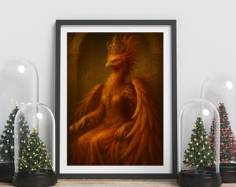 Regal Phoenix Matte Canvas Wall Art: Mythical Bird Print