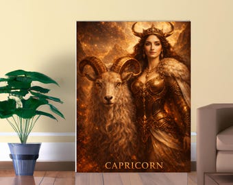 Capricorn Zodiac Wall Art -  Mythic Goddess Astrology Canvas Print
