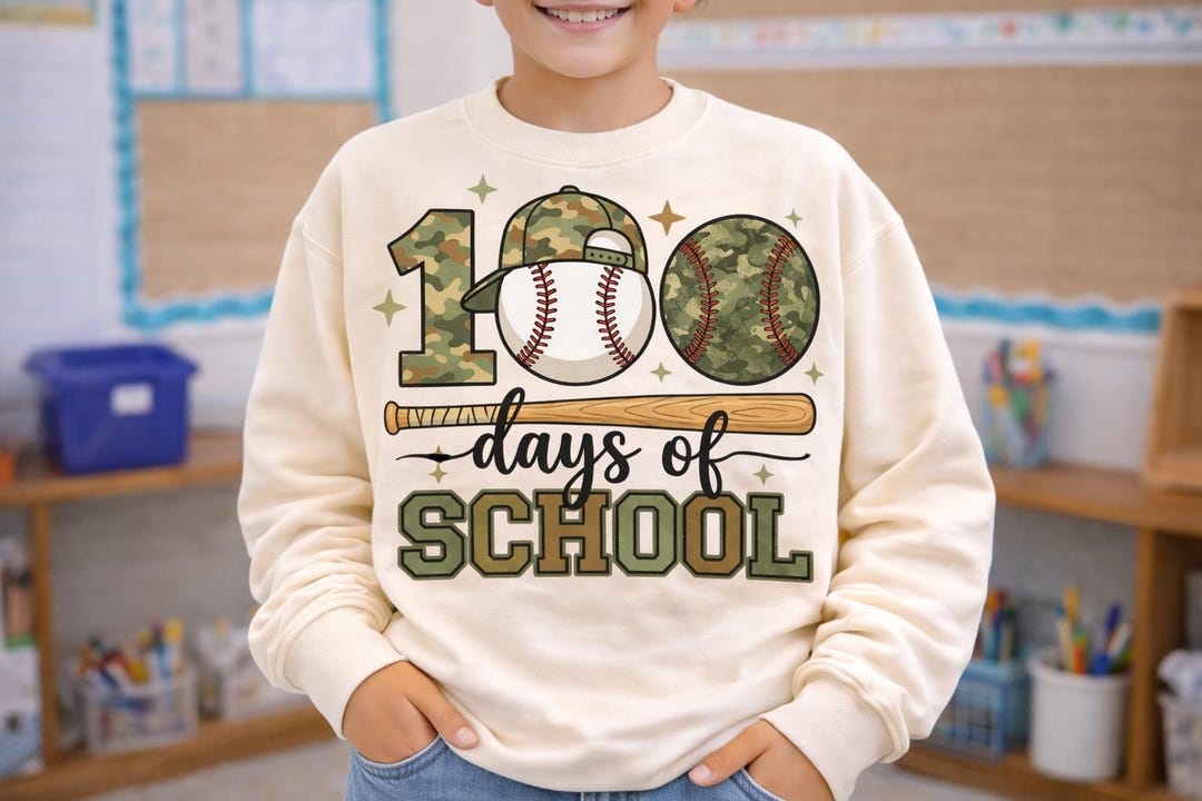 100 Days of School Baseball Camo Png Svg, Camo Cap Boy School Shirt ...