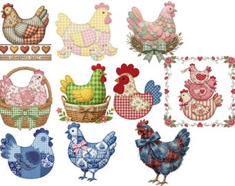 Gallina vintage de patchwork PNG, pollo PNG, Pyrex PNG, ahorrativa PNG, gallina acolchada PNG, abuela PNG, preppy PNG, trendy PNG