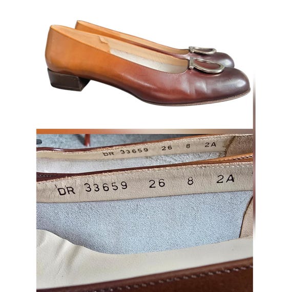 Vintage Salvatore Ferragamo Ombré Brown Gancini Leather Pumps Size 8 Narrow VGUC View 3