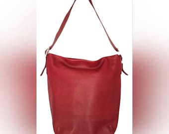 Vintage Coach 9151 Large Duffle Sac Red with Nickel EUC lightweight leather