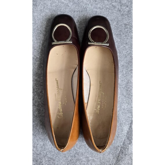 Vintage Salvatore Ferragamo Ombré Brown Gancini Leather Pumps Size 8 Narrow VGUC View 5