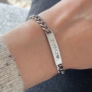 Bracelet en acier inoxydable avec prénom japonais personnalisé de taille moyenne - Bracelet japonais personnalisé - Cadeaux Japon - Personnages japonais