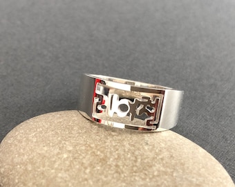 Personalized Framed Korean Name Sterling Silver Ring - Korea Ring - Korea Jewelry - Korea Gift - Hangul