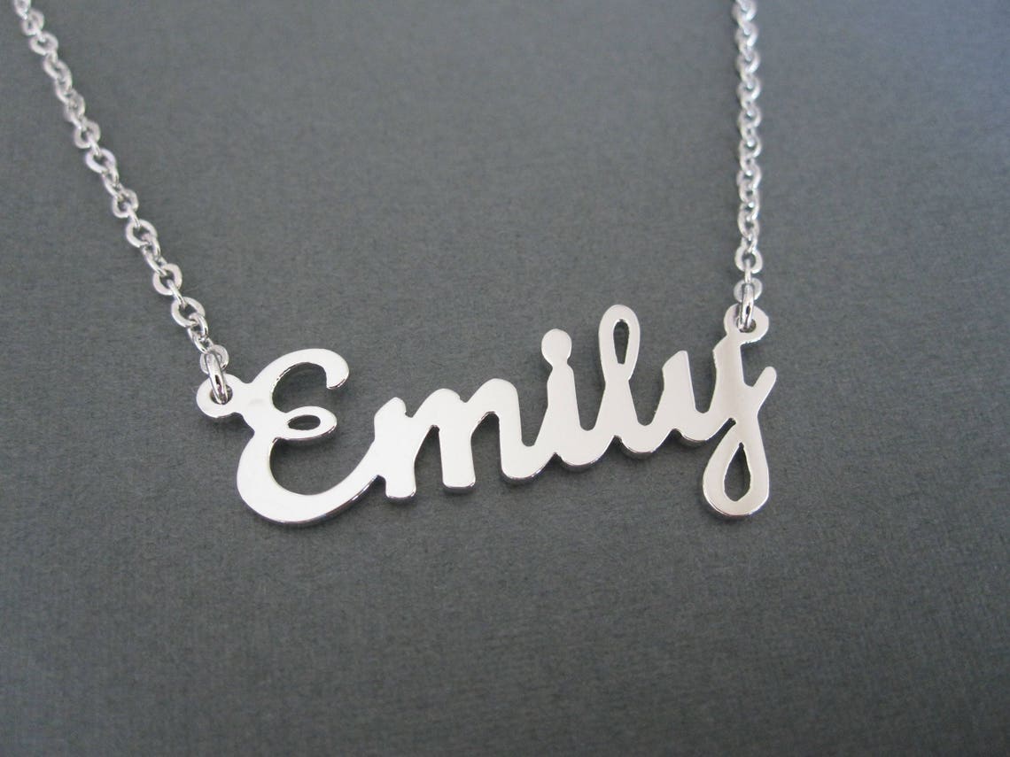 Personalized White Gold Name Necklace Custom Name Necklace Etsy