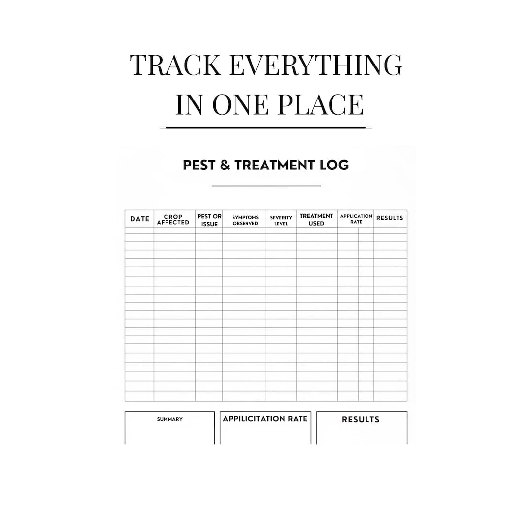 Pest Trending Log Example Garden Pest Log Tracker | Vegetable Garden Management Sheet (PDF ...