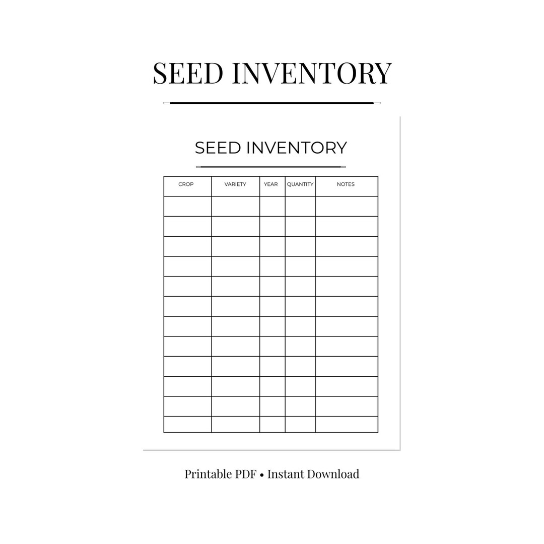 Seed Inventory Printable | Garden Tracker & Reorder Log (PDF Download ...